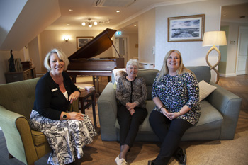 Resident Anne Church with Sandie Mole (Home Manager) and Niki Richards (Care  Quality Director)